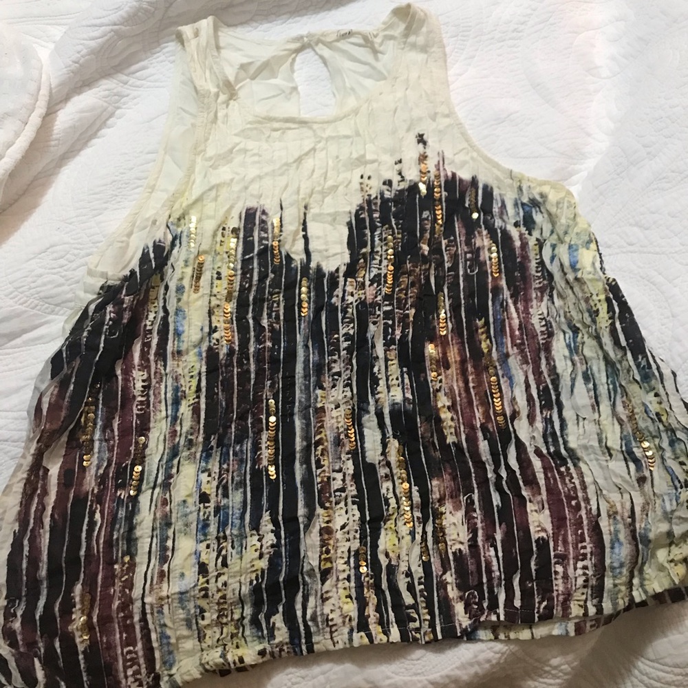 Anthropologie Tank Top with gold detailing
